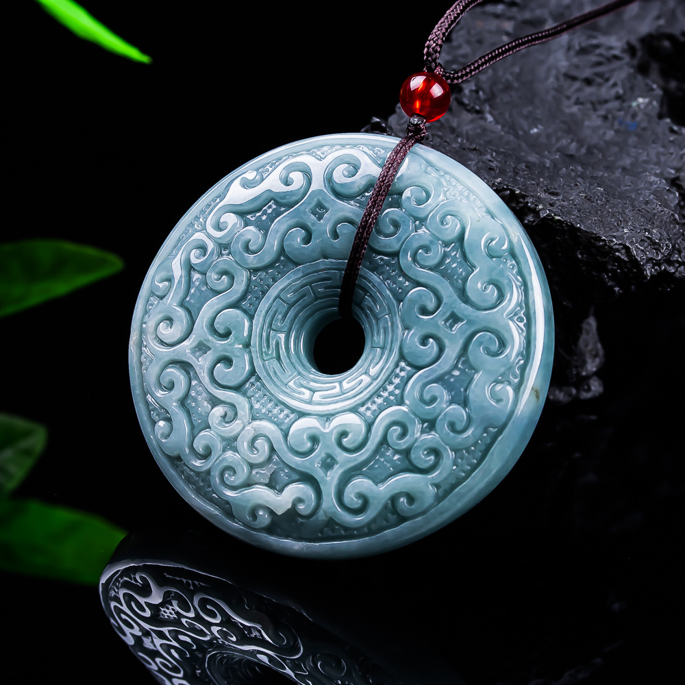The Jewelry & Watches - 천연 버마산 경옥 꽃 펜던트 목걸이
