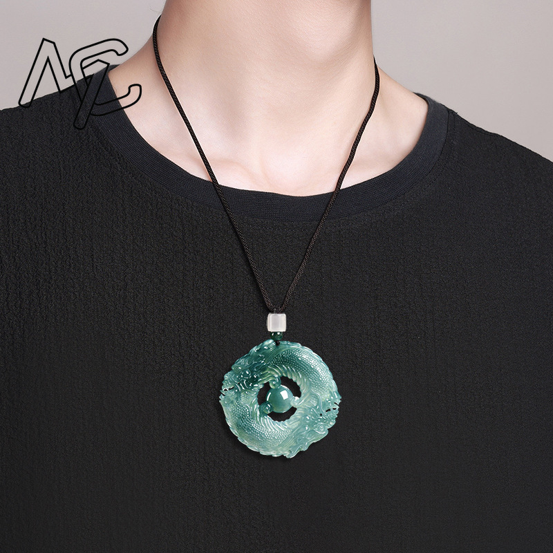 천연 진짜 에메랄드 블루 워터 제이드 더블 드래곤 브랜 - The Jewelry & Watches 리뷰 및 가격