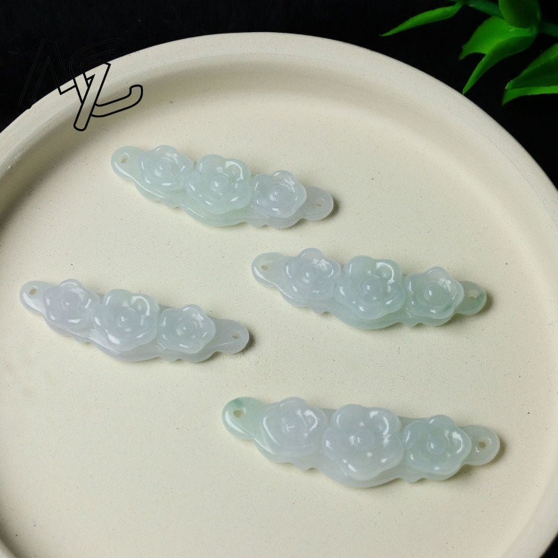 1pc 천연 경옥 에메랄드 꽃 핸드 카드 DIY 액세서 - The Jewelry & Watches 리뷰 및 가격