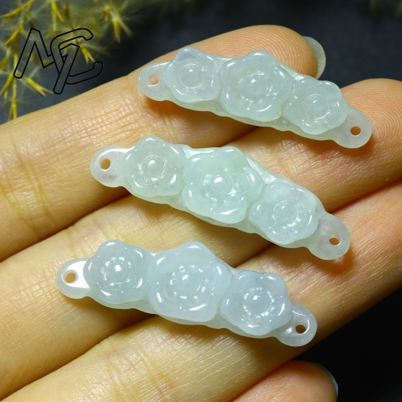 1pc 천연 경옥 에메랄드 꽃 핸드 카드 DIY 액세서 - The Jewelry & Watches 리뷰 및 가격