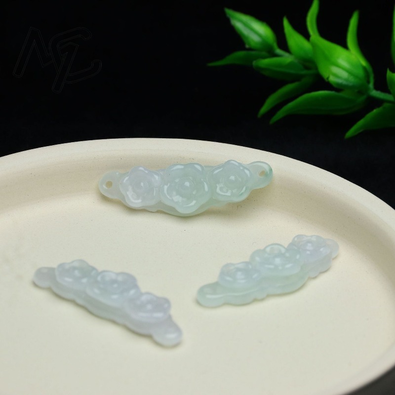 1pc 천연 경옥 에메랄드 꽃 핸드 카드 DIY 액세서 - The Jewelry & Watches 리뷰 및 가격
