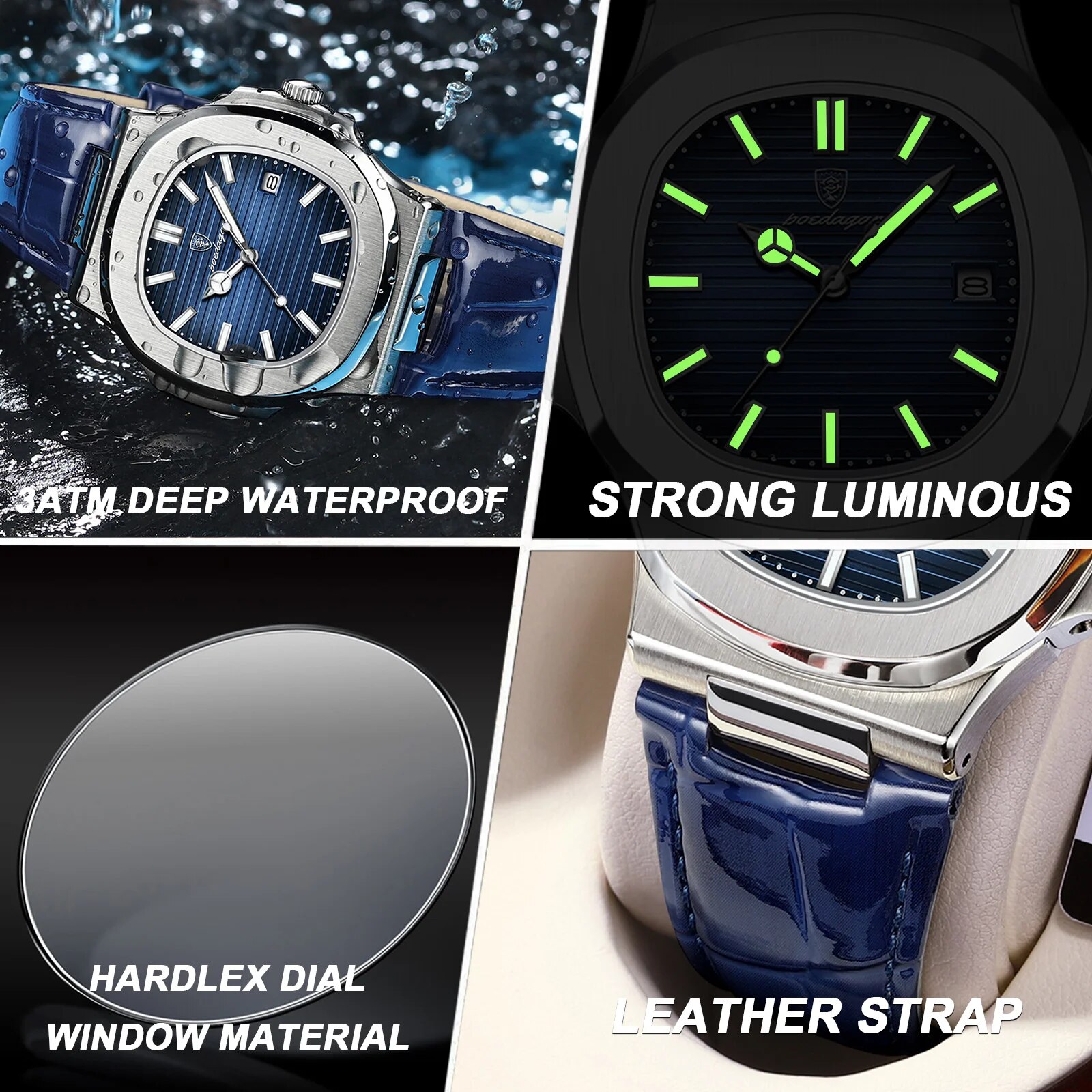 POEDAGAR 탑 럭셔리 스퀘어 남자 시계 날짜 방수 - Patek Philippe Watch Nautilus 리뷰 및 가격