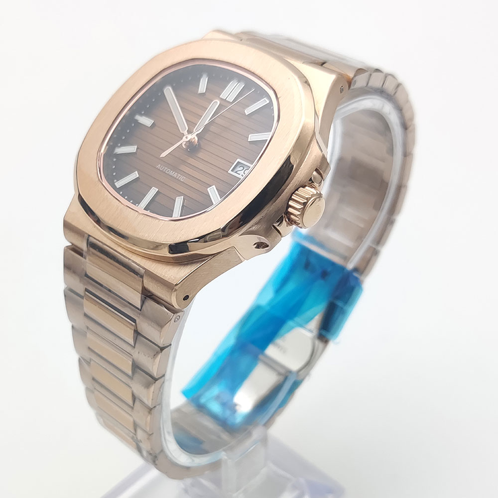 럭셔리 로즈 골드 40MM 스퀘어 NH35 무브먼트 자 - Patek Philippe Watch Nautilus 리뷰 및 가격