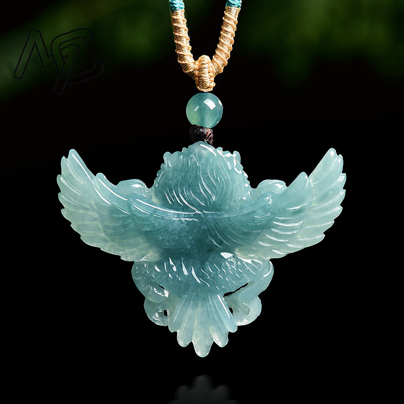 진짜 천연 에메랄드 옥 블루 워터 가루다 록 펜던트 목 - The Jewelry & Watches 리뷰 및 가격