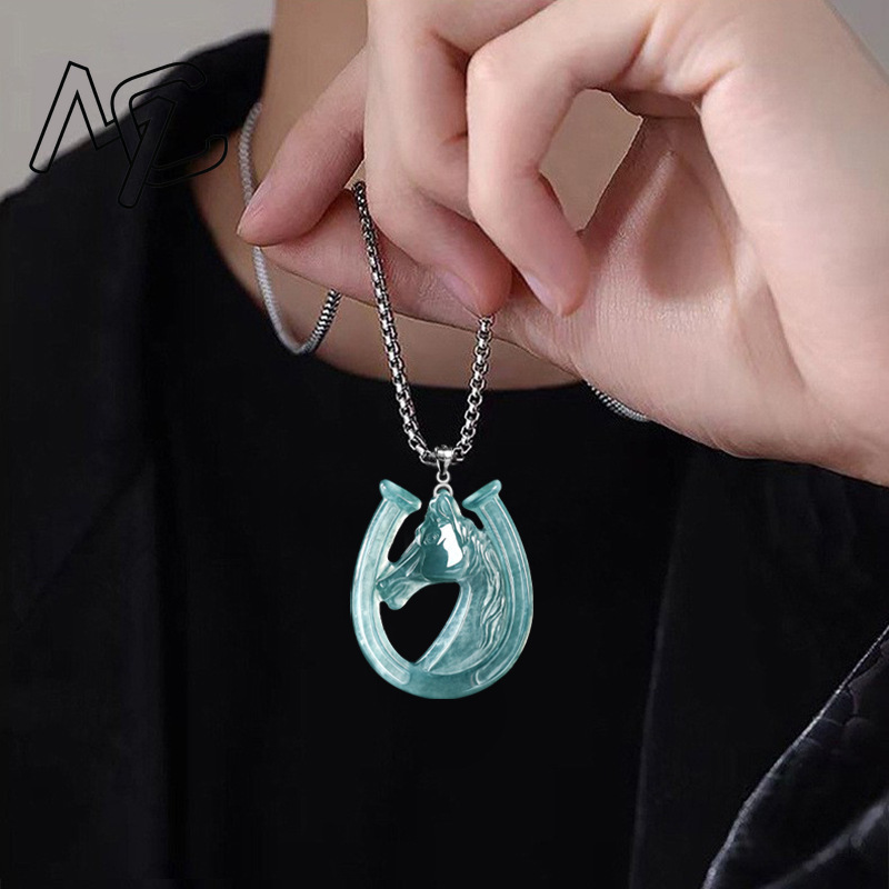 S925 실버 천연 블루 워터 제이드 말굽 펜던트 목걸 - The Jewelry & Watches 리뷰 및 가격