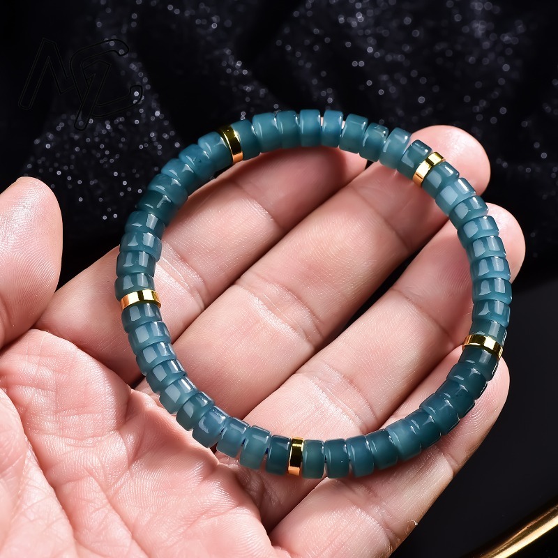 천연 비취 블루 워터 주판 비즈 스페이서 팔찌 고급 품 - The Jewelry & Watches 리뷰 및 가격