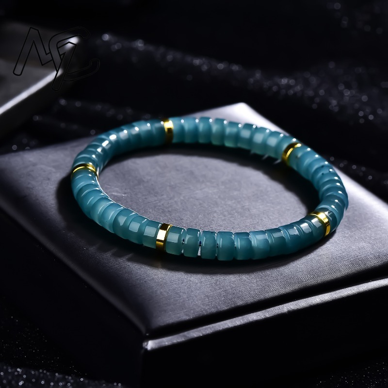 천연 비취 블루 워터 주판 비즈 스페이서 팔찌 고급 품 - The Jewelry & Watches 리뷰 및 가격