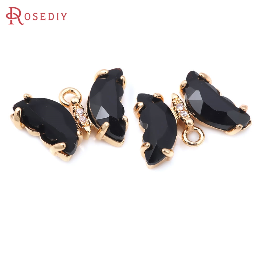 10PCS 18K 골드 컬러 황동과 지르콘 및 유리 나 - Butterfly Pendant Necklace 리뷰 및 가격