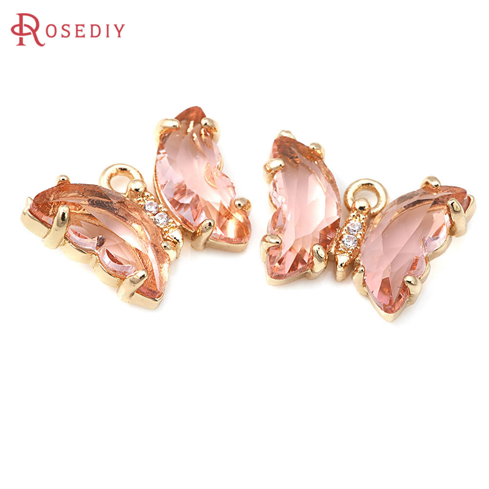 10PCS 18K 골드 컬러 황동과 지르콘 및 유리 나 - Butterfly Pendant Necklace 리뷰 및 가격