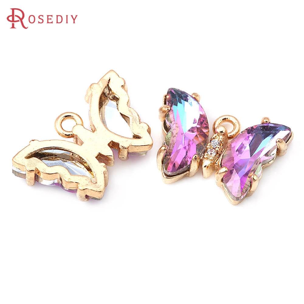 10PCS 18K 골드 컬러 황동과 지르콘 및 유리 나 - Butterfly Pendant Necklace 리뷰 및 가격