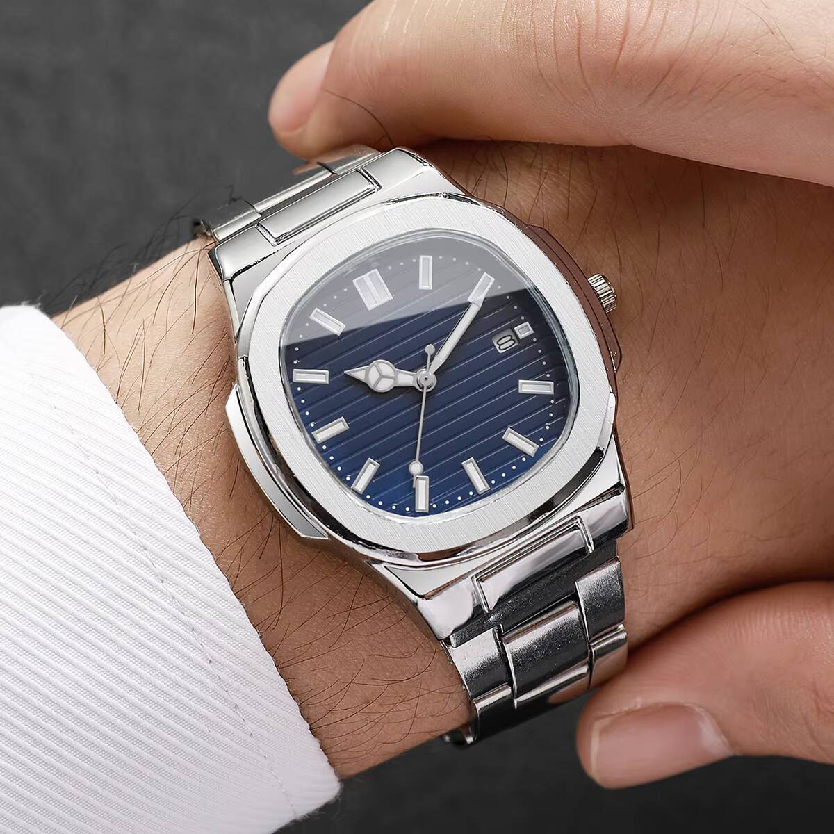 패션 스퀘어 남성용 비즈니스 시계 스테인레스 스틸 스트 - Patek Philippe Watch Nautilus 리뷰 및 가격