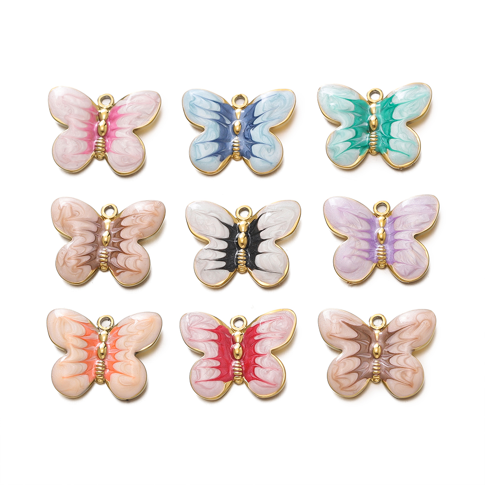 2 개/몫 DIY 스테인레스 스틸 목걸이 귀걸이에 대  - Butterfly Pendant Necklace 리뷰 및 가격